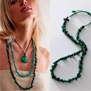 Free People Marachite Emerald Green Layer Beachy Festival Necklace NEW
